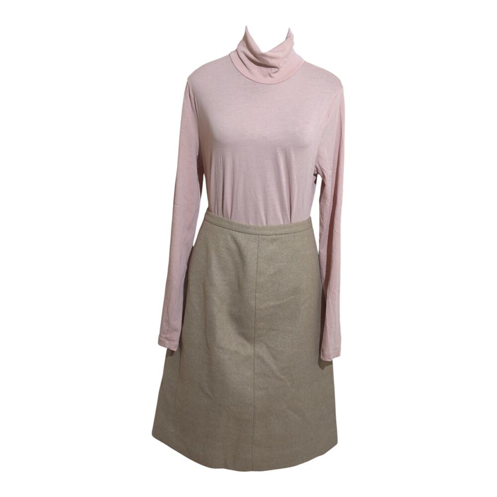 TSE Wool Skirt Sz 14 Beige A-Line Midi Lined Quiet Luxury NWT